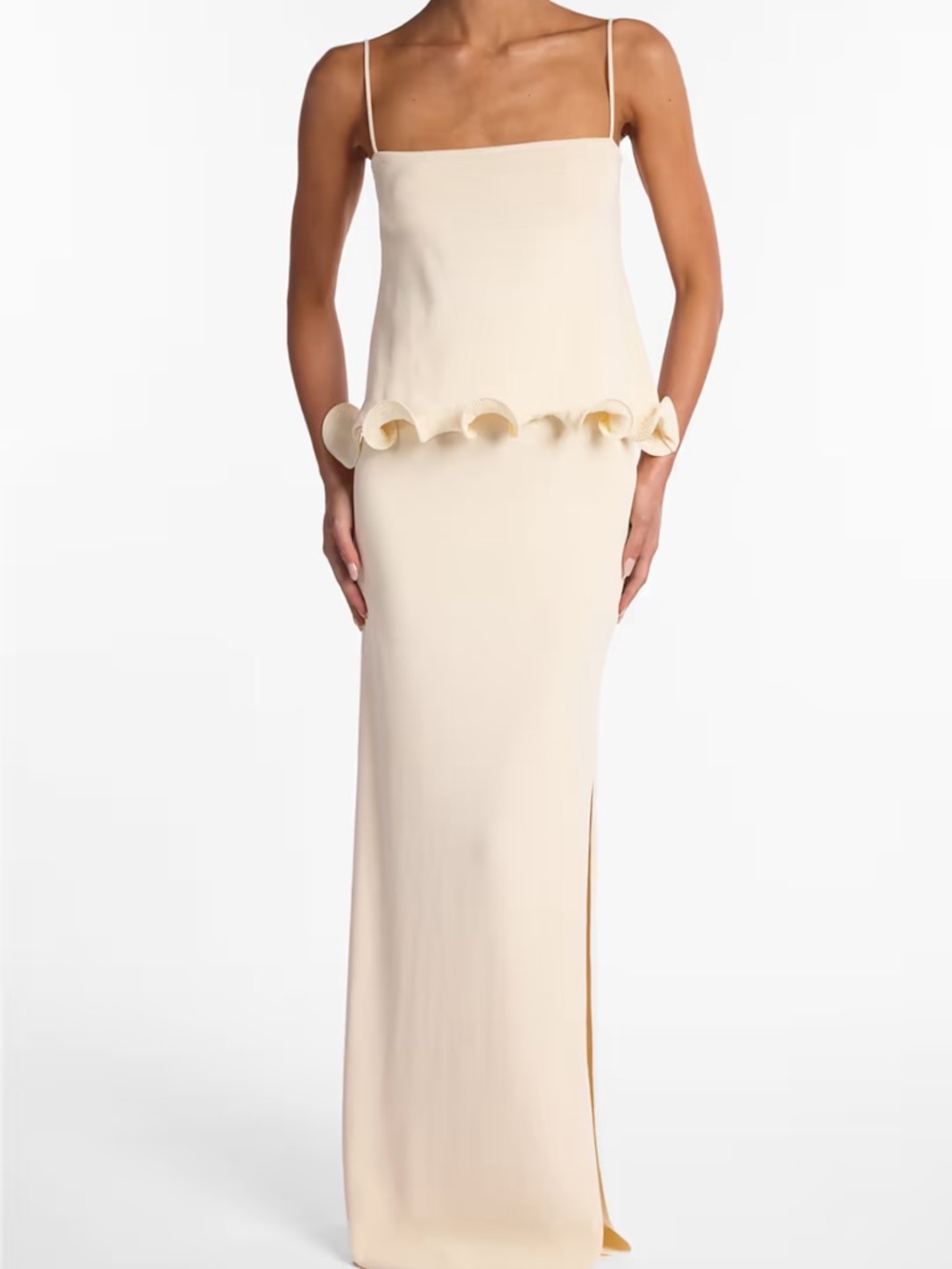 Elegant Cream Peplum Gown - Women Dresses